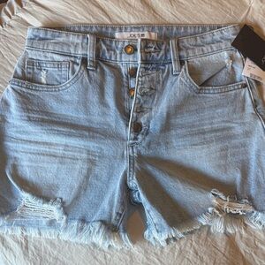 Joe's Jeans Light Wash Distressed Button-Front Denim Shorts